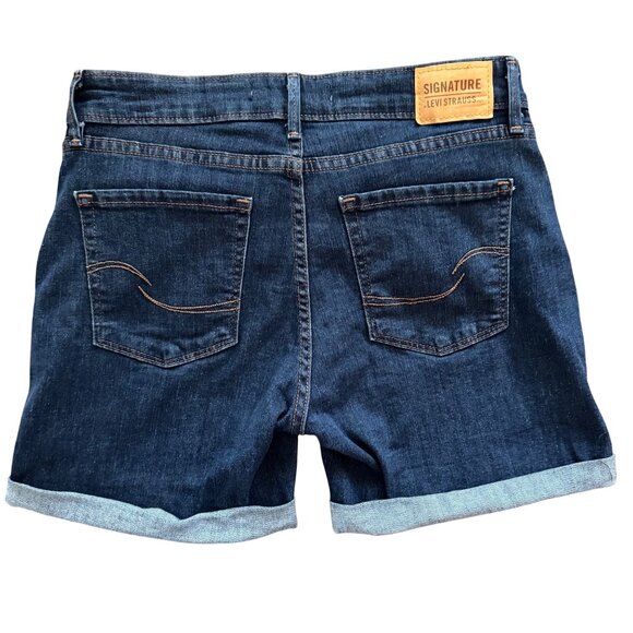 Levis Signature Shorts W27 Mid-Rise Dark Wash Denim Shorts - Picture 2 of 8